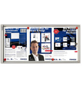 Schaukasten X-tra Line 3 x A4 extraflach Metallrückwand weiß, silber magnetisch