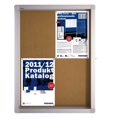 Schaukasten ECO SK4KE, 4xA4 (A2), braun/silber, Kork, pinnbar