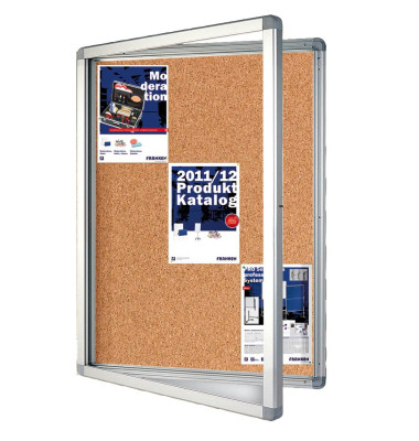 Schaukasten ECO 9 x A4 Korkrückwand braun, silber pinnbar