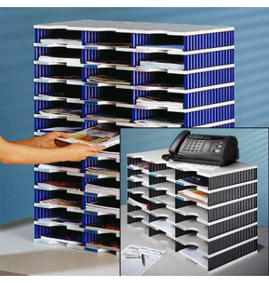 Sortierstation Styrodoc mit 10 Fächern C4 grau/blau Sortierstation Styrodoc mit 10 Fächern C4 grau/blau