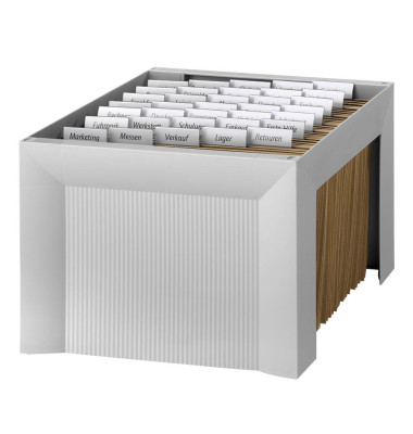 Hängemappenbox Karat 1905 lichtgrau bis 35 Mappen gefüllt mit 25 Mappen stapelbar