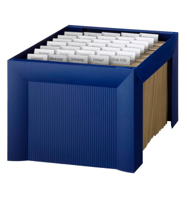 Hängemappenbox Karat 1905 blau bis 35 Mappen gefüllt mit 25 Mappen stapelbar