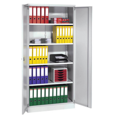 Aktenschrank 100064, Stahl abschließbar, 5 OH, 92 x 195 x 42 cm, lichtgrau