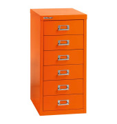 Schubladenschrank MultiDrawer™ 29er Serie L296103, Stahl, 6 Schubladen (Vollauszug), A4, 27,8 x 59 x 38 cm, orange