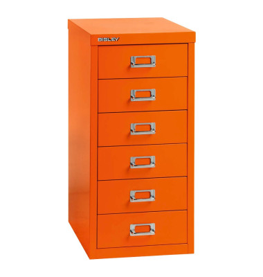 Schubladenschrank MultiDrawer™ 29er Serie L296103, Stahl, 6 Schubladen (Vollauszug), A4, 38 x 59 x 27,8 cm, orange