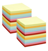 Zettelklotz EDV, 90x90mm, geleimt, farbig sortiert, Papier, 1400 Blatt