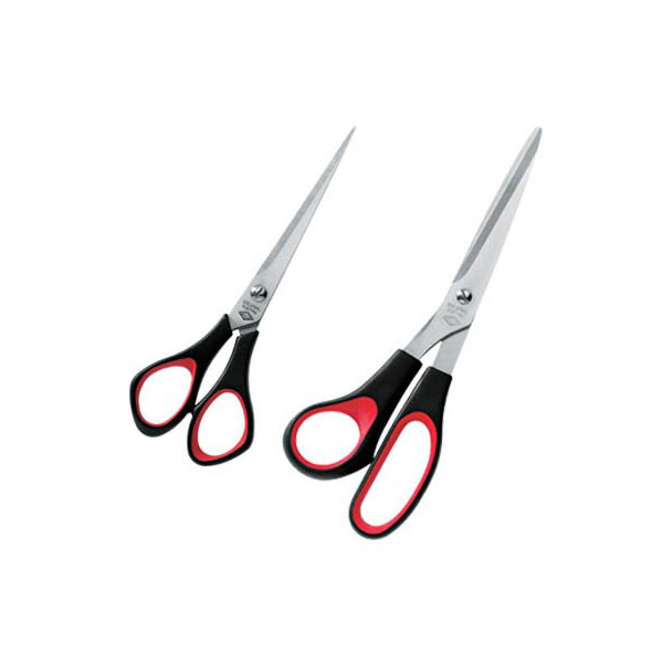 4255704302479 - Scheren-Set Edelstahl rostfrei 21cm Linkshänder schwarz-rot 4255704302479 2 Stück