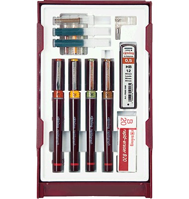 Rapidograph College 4-er Set 0,25-0,7 Tuschefüller