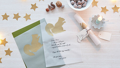 DIY Weihnachtsbriefpapier mit edding Permanent Spray 5200