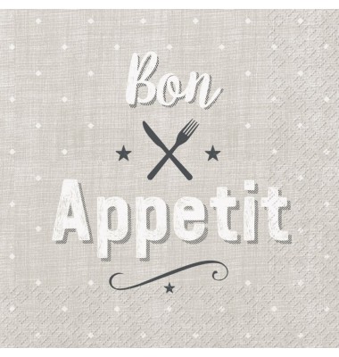 Servietten mit Aufdruck 'Bon Appetit'