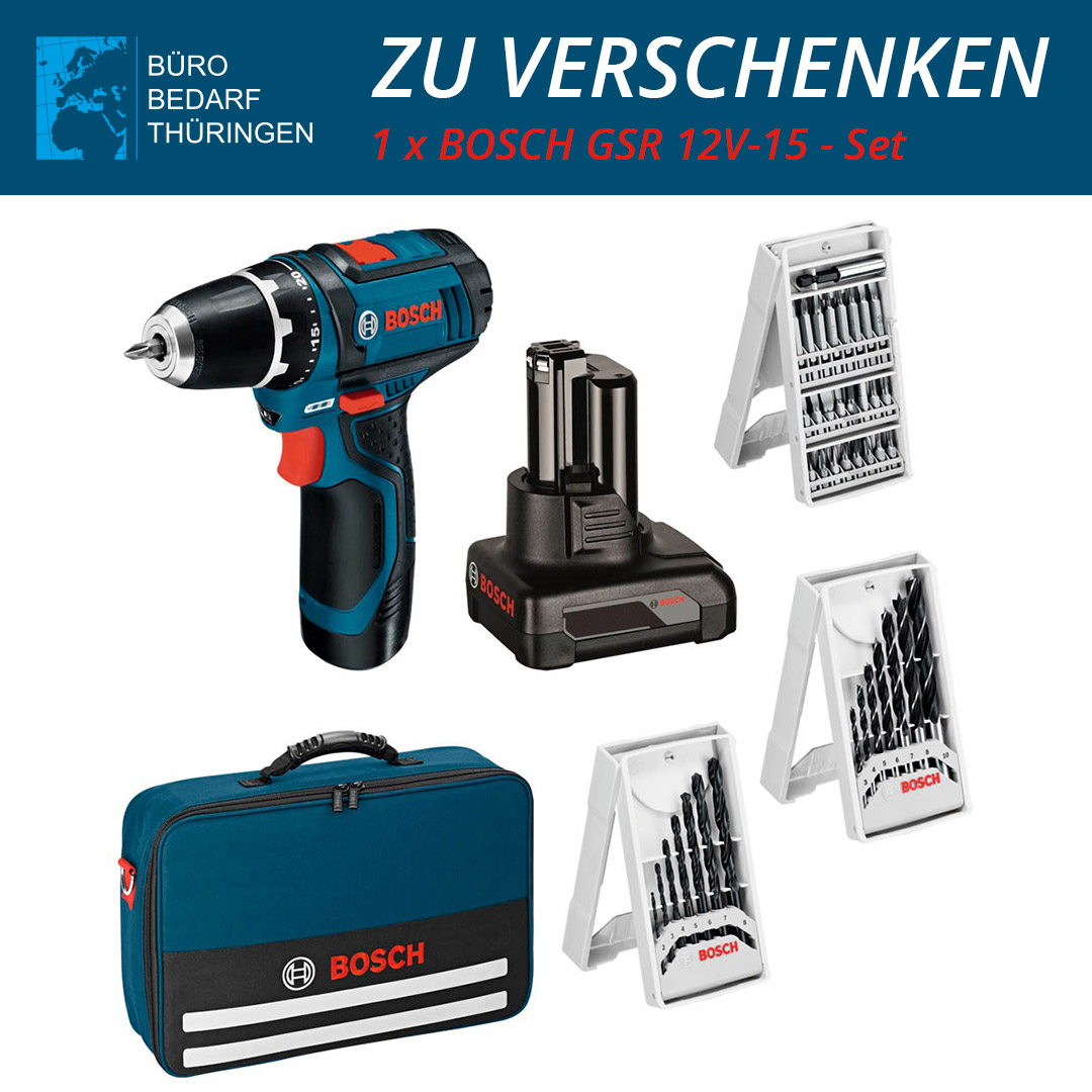 Bosch Akku-Bohrschrauber-Set GSR 12V-15 Professional