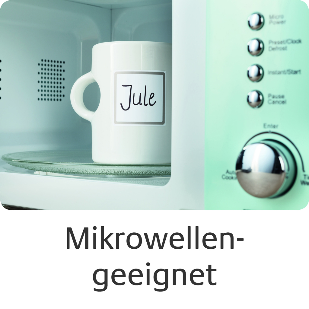 Etikett in der Mikrowelle