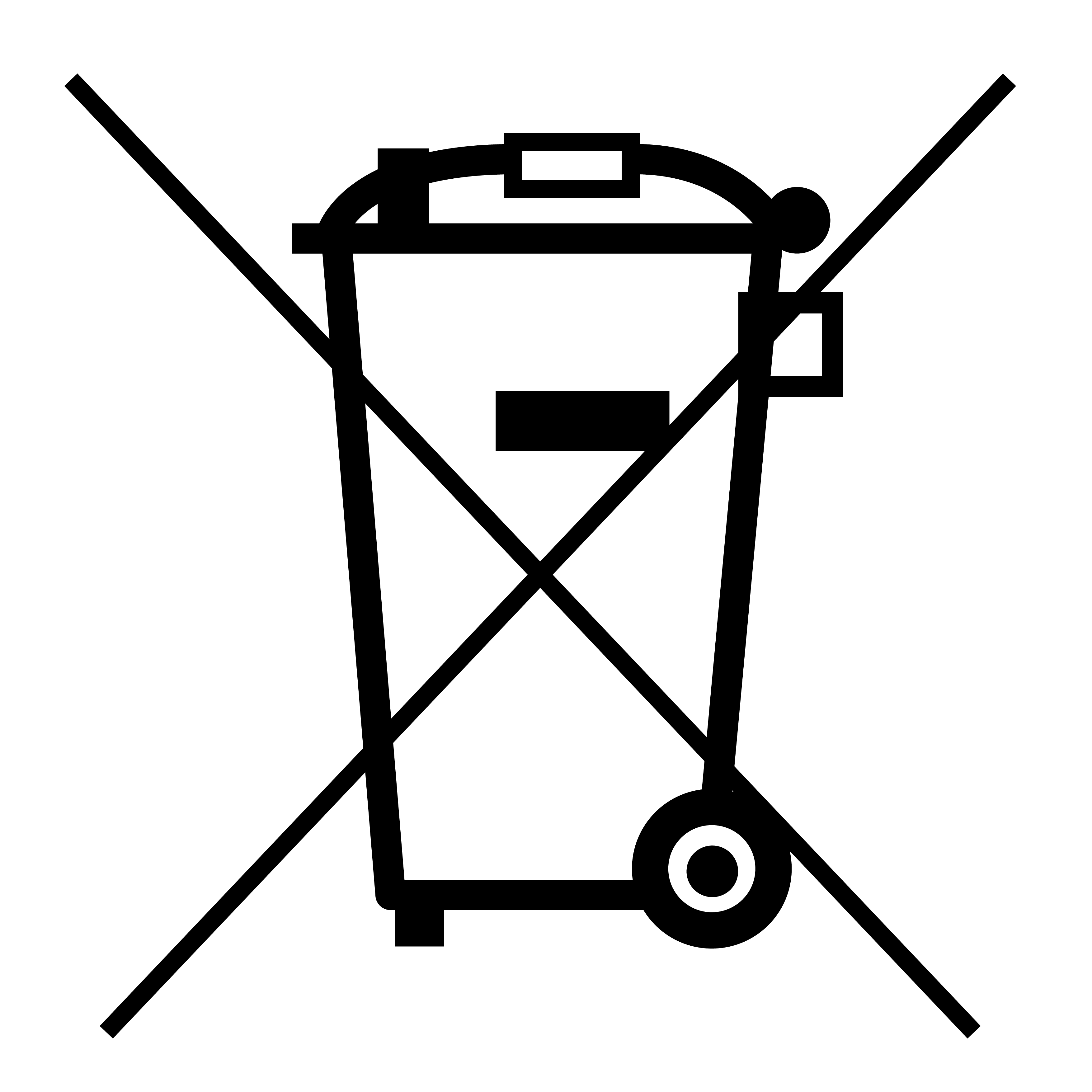 Symbol Mülltonne durchgestrichen